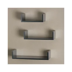 V-Light Shelving<Wood Wall-Mounted Shelves, Gray, 3/Pack (VW161011G)
