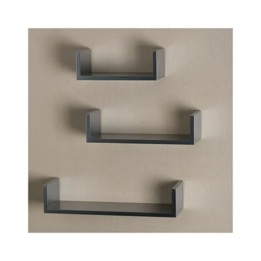 V-Light Shelving<Wood Wall-Mounted Shelves, Gray, 3/Pack (VW161011G)