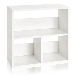 Way Basics Bookcases<24.8"H Collins Cubby Bookcase, Organizer and Modern Eco Storage Shelf, White (WB-2SHELF-3-WE)