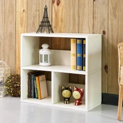 Way Basics Bookcases<24.8"H Collins Cubby Bookcase, Organizer and Modern Eco Storage Shelf, White (WB-2SHELF-3-WE)