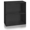 Way Basics Bookcases<24.7"H Webster 2-Shelf Bookcase Organizer and Modern Eco Storage Shelf Unit, Black Wood Grain (WB-2SHELF-BK)
