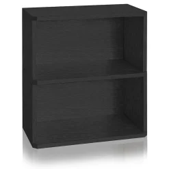 Way Basics Bookcases<24.7"H Webster 2-Shelf Bookcase Organizer and Modern Eco Storage Shelf Unit, Black Wood Grain (WB-2SHELF-BK)