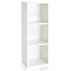 Way Basics Bookcases<36.8"H Wynwood 3-Cube Narrow Bookcase Organizer and Modern Eco Storage Shelf Unit, White (WB-3CUBE-WE)