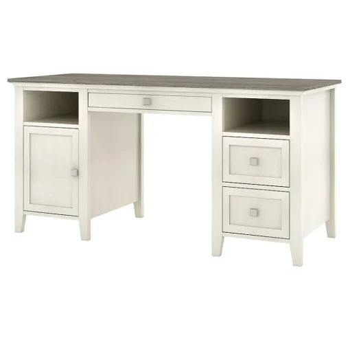 Whalen Computer Desks<Abington 60"W Wood Computer Desk, Dusty Aged Oak/Antique White (SPUS-ABTD)