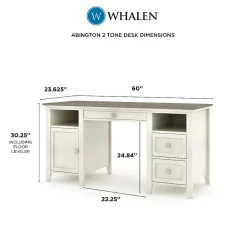 Whalen Computer Desks<Abington 60"W Wood Computer Desk, Dusty Aged Oak/Antique White (SPUS-ABTD)