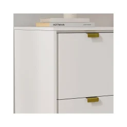 Whalen File Cabinets<Breenly 2-Drawer Mobile Vertical File Cabinet, Letter/Legal Size, 28"H x 16"W x 20.63"D, Off-White/Gold (SPUS-BRMF-WH)