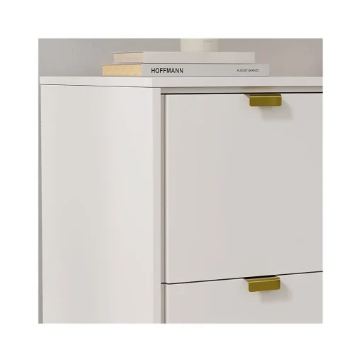 Whalen File Cabinets<Breenly 2-Drawer Mobile Vertical File Cabinet, Letter/Legal Size, 28"H x 16"W x 20.63"D, Off-White/Gold (SPUS-BRMF-WH)