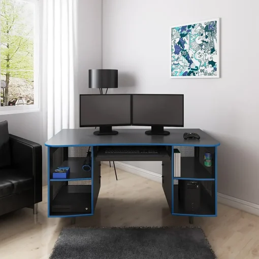 Whalen Computer Desks<Emergent Gaming 60"W Computer Desk, Black (SPUS-EGDB)