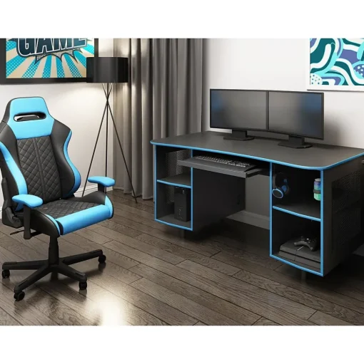 Whalen Computer Desks<Emergent Gaming 60"W Computer Desk, Black (SPUS-EGDB)