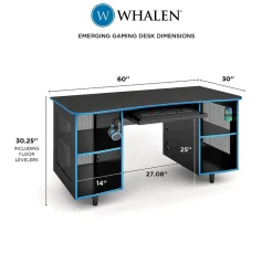 Whalen Computer Desks<Emergent Gaming 60"W Computer Desk, Black (SPUS-EGDB)