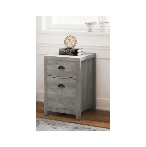 Whalen File Cabinets<Fallbrook 2-Drawer Vertical File Cabinet, Letter/Legal Size, 26.25"H x 17"W x 20"D, Smoked Ash (SPUS-FBSF-GM)