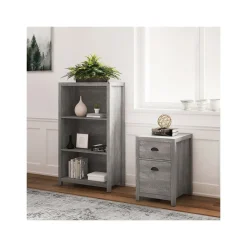 Whalen File Cabinets<Fallbrook 2-Drawer Vertical File Cabinet, Letter/Legal Size, 26.25"H x 17"W x 20"D, Smoked Ash (SPUS-FBSF-GM)