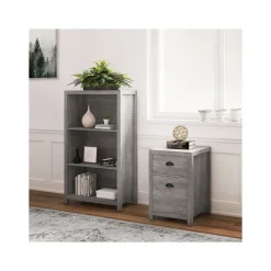 Whalen Bookcases<Fallbrook 3-Shelf 48"H Bookcase, Smoked Ash/Rustic Warm Gray (SPUS-FBBK-GM)