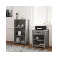 Whalen Bookcases<Fallbrook 3-Shelf 48"H Bookcase, Smoked Ash/Rustic Warm Gray (SPUS-FBBK-GM)