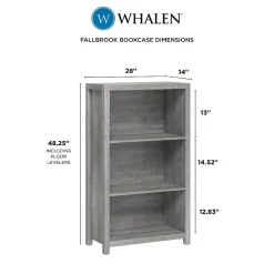 Whalen Bookcases<Fallbrook 3-Shelf 48"H Bookcase, Smoked Ash/Rustic Warm Gray (SPUS-FBBK-GM)