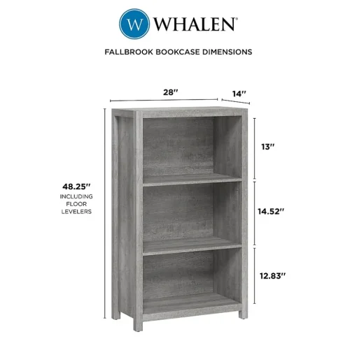 Whalen Bookcases<Fallbrook 3-Shelf 48"H Bookcase, Smoked Ash/Rustic Warm Gray (SPUS-FBBK-GM)