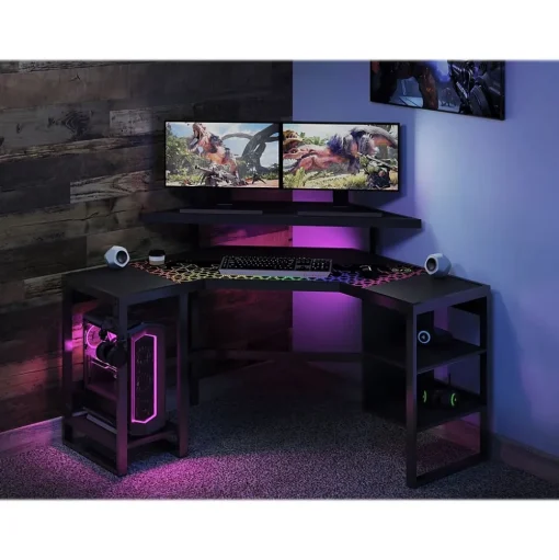 Whalen Corner Desks<Leet LevelUp 53"W Corner Desk, Onyx (SPLS-LTCGD)