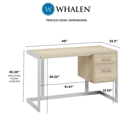Whalen Office Desks<Peruzzi 48" Writing Desk, Greige Pecan (SPLS-PE48D)
