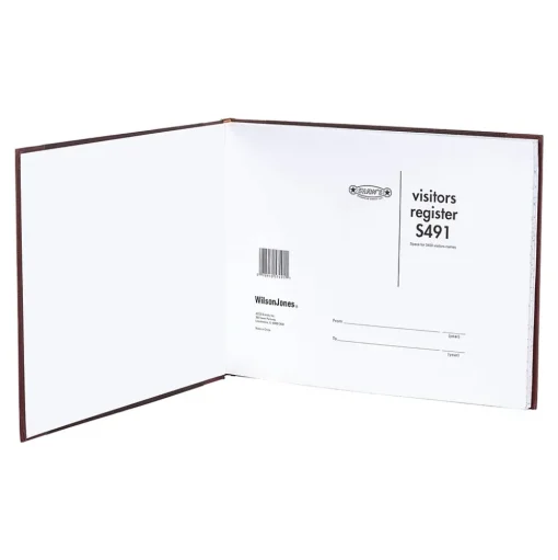 Wilson Jones Accounting & Record Journals<Visitor Book, 10 Columns, 12.25" x 9.5", Black, 208 Sheets/Book (S491)