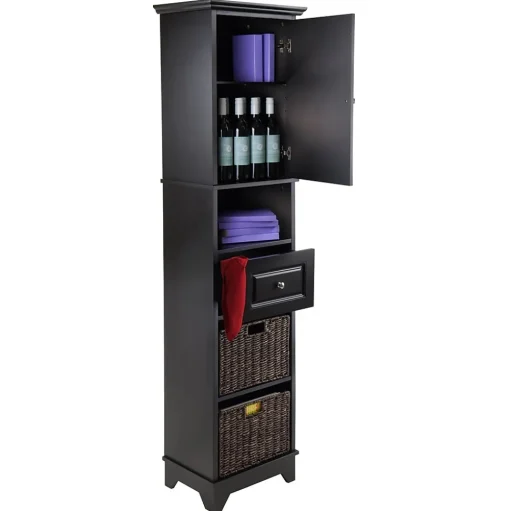 Winsome Storage Cabinets<20618 Cabinet with Baskets, Black