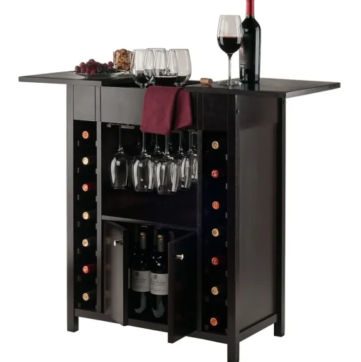 Winsome Storage Cabinets<37"H Yukon Wine Cabinet Espresso (92655)