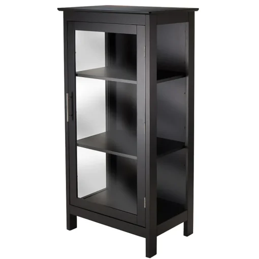 Winsome Bookcases<Poppy Display Cabinet with 3-Sided Tempered Glass, 47.2"H, Black (20523)