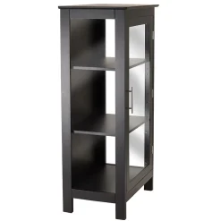Winsome Bookcases<Poppy Display Cabinet with 3-Sided Tempered Glass, 47.2"H, Black (20523)
