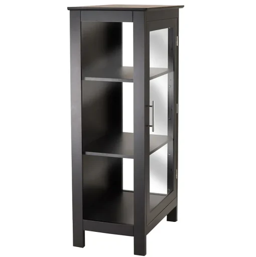 Winsome Bookcases<Poppy Display Cabinet with 3-Sided Tempered Glass, 47.2"H, Black (20523)