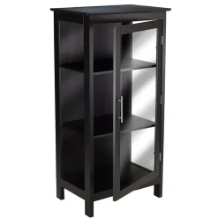 Winsome Bookcases<Poppy Display Cabinet with 3-Sided Tempered Glass, 47.2"H, Black (20523)