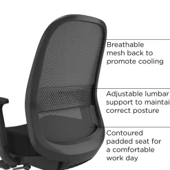 Workplace 2.0 Office Chairs<Workplace2.0™ Bedford Ergonomic Fabric/Mesh Swivel Task Chair, Black (UN60991)
