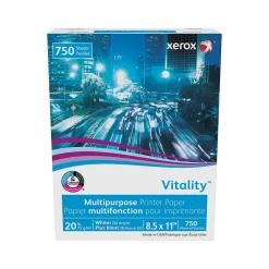 Xerox Multipurpose Paper<Vitality 8.5" x 11" Multipurpose Paper, 20 lbs., 92 Brightness, 750 Sheets/Ream (3R20195)