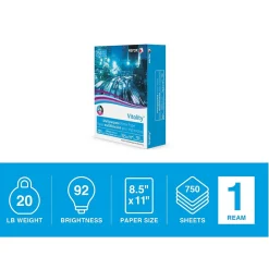 Xerox Multipurpose Paper<Vitality 8.5" x 11" Multipurpose Paper, 20 lbs., 92 Brightness, 750 Sheets/Ream (3R20195)