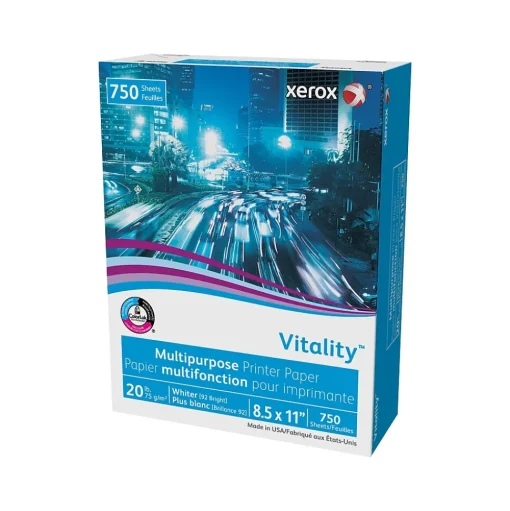 Xerox Multipurpose Paper<Vitality 8.5" x 11" Multipurpose Paper, 20 lbs., 92 Brightness, 750 Sheets/Ream (3R20195)