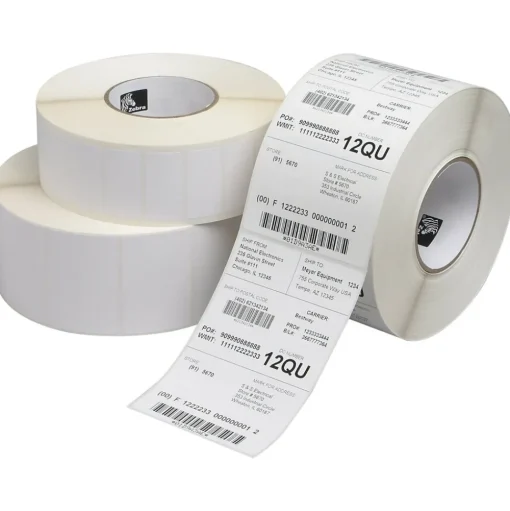 Zebra Pos Paper<® Z-Select® 10011044 4000D Paper Thermal Transfer Label, White, Cont x 3"(W) x 55'(L)