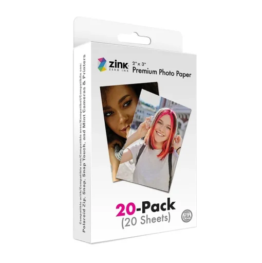 Zink Photo Paper<2" x 3" Premium Glossy Instant Photo Paper 20 Pack Compatible with Polaroid Snap, Snap Touch & More