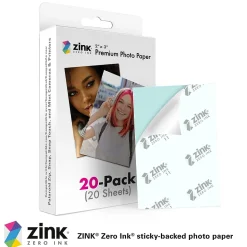 Zink Photo Paper<2" x 3" Premium Glossy Instant Photo Paper 20 Pack Compatible with Polaroid Snap, Snap Touch & More